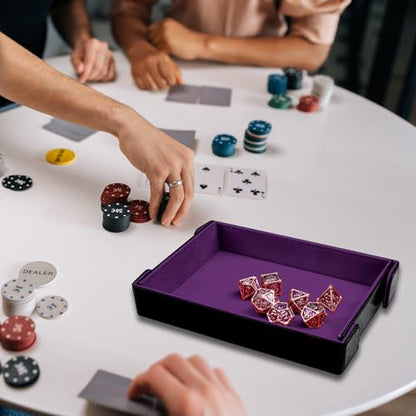 SIQUK 2 Pieces Magnetic Dice Tray Rectangle Folding Dice Rolling Tray PU Leather Dice Trays Dice Holder Storage Box for D&D RPG Dice Games (Violet, Sky Blue) - color: Violet, Sky Blue