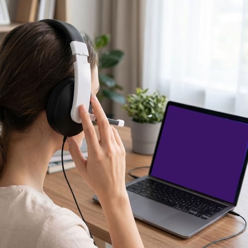 EBTOOLS Gaming Headset with Noise Canceling Microphone, 3.5mm Over Ear Headphones with Deep Bass, Adjustable Soft Padded Headband for Gaming