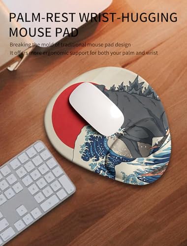 Palm-Rest and Wrist-Hugging Mouse Pad Wrist Rest, Ergonomic Wrist Support with Curve Fitting Cushioned Memory Foam for Carpal Tunnel Pain Relief, 9.9 x 8.3 Inch, Dog Sila - color: Dog Sila