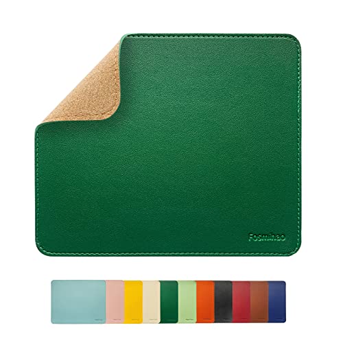 Leather Double Side Mouse Pad With Stitched Edge - Waterproof Ultra Thin for Computers, Laptop, Office & Home, 10.2 x 8.3 Inch, 1 Pack (Dark Green) - color: Dark Green