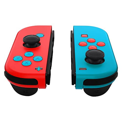 eXtremeRate Replacement Two-Tone Jelly Buttons for JoyCon, Red Blue & Clear w/Symbols Custom Controller ABXY Direction Home Capture + - Keys, DIY Action Face Buttons for Nintendo Switch & Switch OLED - color: Left Red & Right Blue & Clear