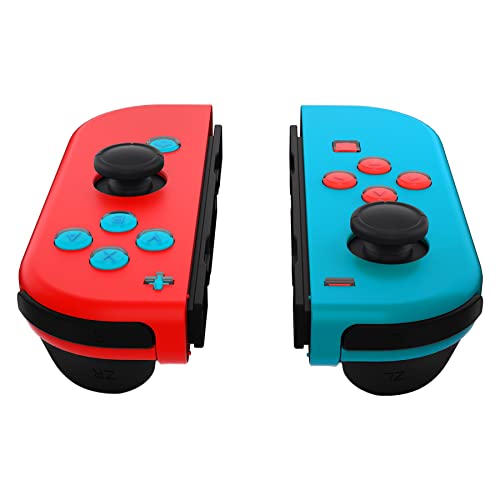 eXtremeRate Replacement Two-Tone Jelly Buttons for JoyCon, Red Blue & Clear w/Symbols Custom Controller ABXY Direction Home Capture + - Keys, DIY Action Face Buttons for Nintendo Switch & Switch OLED - color: Left Red & Right Blue & Clear