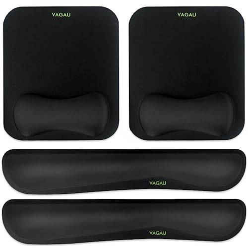 VAGAU Premium Keyboard Wrist Rest and Mouse Pad Wrist Support | Ergonomic Memory Foam Set for Office, Laptop, Mac, Computer and Gaming, Comfortable Typing &Wrist Pain Relief - color: 2p-d-black, style: 2P-Keyboard and Mouse Wrist Rest