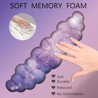Cloud Wrist Rest Keyboard Purple Cloud Mouse Pad Set 4PCS Galaxy Large Desk Mat Ergonomic Space Wrist Pad Support Memory Foam Non-Slip Wrist Rest for Keyboard and Mouse Computer Gaming Home Office - color: 4pcs Purple Galaxy