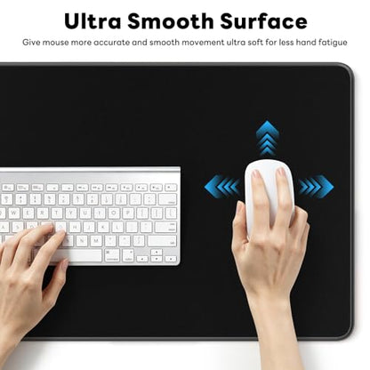 Large Gaming Mouse Pad, XL Desk Protector, Non-Slip Base | 31.5x15.7 in Extended Desk Mat with Stitched Edges for Keyboard, Work, Game, Office, Home PC and Laptop - color: Black