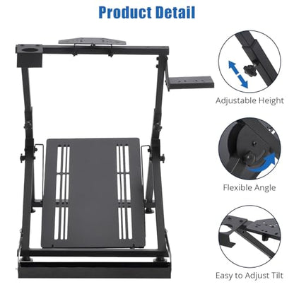 MilleLoom Racing Wheels Stand Sim Racing Wheel Stand Simulator Cockpit Stand Racing Steering Shifter Mount Fit for G25 G27 G29 G920 G923 Gaming Pedals Height Adjustable Foldable Gaming Steering Wheel