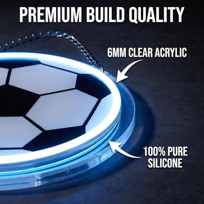 Soccer Neon Light 12.6" x 12.6" LED Football Wall Art Decor, 5-Level Dimmable Brightness USB Powered Acrylic Soccer Ball Lamp for Boys Bedroom, Game Room, Sport Bar, Sports Fans