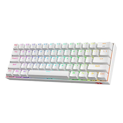 Redragon K530 Pro Draconic 60% Wireless RGB Mechanical Keyboard, BT/2.4Ghz/Wired 3-Mode 61 Keys Compact Gaming Keyboard w/Hot-Swap Socket, Free-Mod Plate Mounted PCB & Linear Red Switch - color: White, size: Red Switch