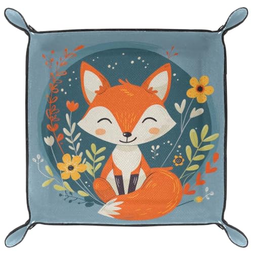 Flower Fox Animal Dice Tray Dice Rolling Tray Folding Dice Holder for Dice Games, Like RPG, DND and Other Table Games - color: Multi 13