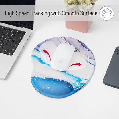 Mr. Pen- Ergonomic Mouse Pad with Wrist Rest, Glacial Blue Marble Design | Breathable Fabric with Memory Foam Cushion, Non-Slip Rubber Base, Gel Mouse Pad with Wrist Support - color: Glacial Blue Marble