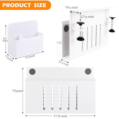 Desk Side Storage, Under Desk Laptop Mount, Table Side Hanging File Organizer, No Drill Clamp On Cable Management Tray, Laptop Holder with Magnetic Pen Holder for Office and Home - size: 1Tier-W