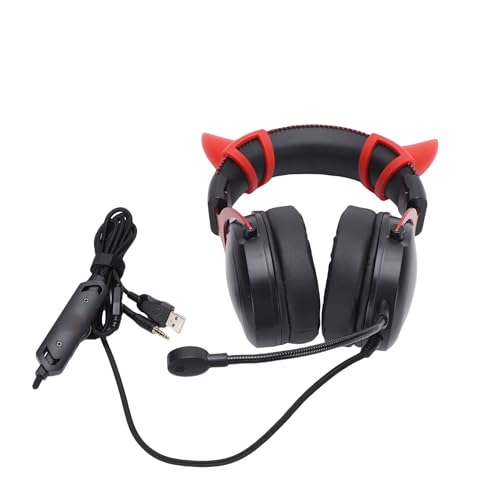 Sealed and Soundproof Gaming Headset Wired PC RGB Luminous Noise Reduction Over Ear Headphones with Mic Comfortable Wearing for Immersive Gaming, Noise Reduction Over Ear Headphones (Black - color: Black Red