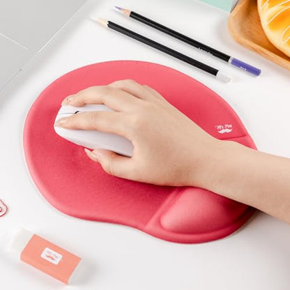 Mr. Pen- Ergonomic Mouse Pad with Wrist Rest | Red Breathable Fabric with Memory Foam Cushion, Non-Slip Rubber Base, Gel Mouse Pad with Wrist Support - color: Red