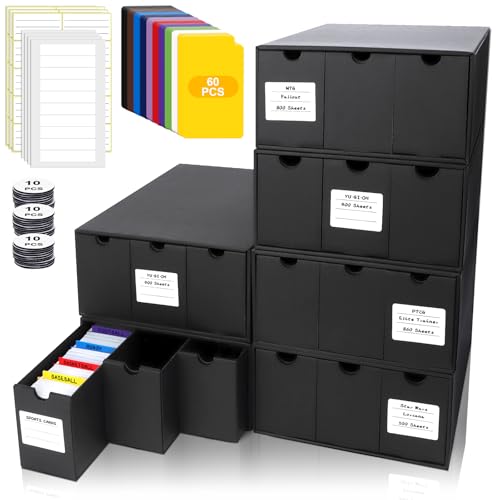 Trading Card Storage Box, Includes 18-600 CT Boxes & 60 Card Dividers, Trading Card Organizer for Collectible Card Games, for TCG, YGO, MTG, PTCG, Baseball Cards, with Labels & Tapes - color: 18-600 CT Boxes