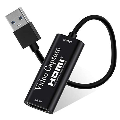 Capture Card,1080p Capture USB 3.0 Adapter,HDMI Video Capture Device, HD 4K Audio Video Capture Card for Gaming, Teaching, Streaming, Compatible with Windows 7 8 10 Linux YouTube OBS Twitch