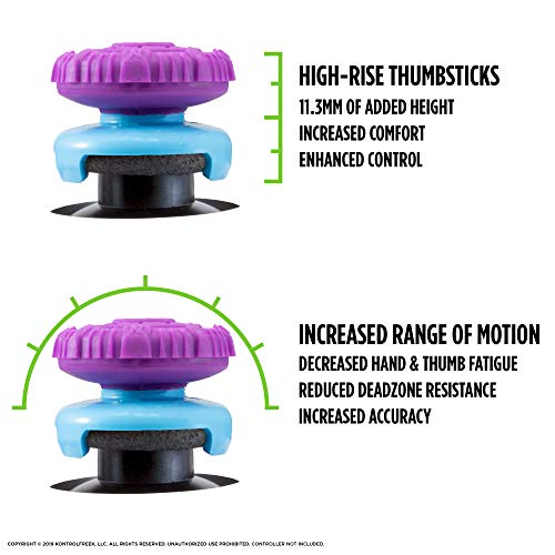 KontrolFreek FPS Freek Battle Royale Performance Thumnbsticks for PlayStation 4 (PS4) and PlayStation 5 (PS5) | 2 High-Rise Convex | Purple - color: Purple