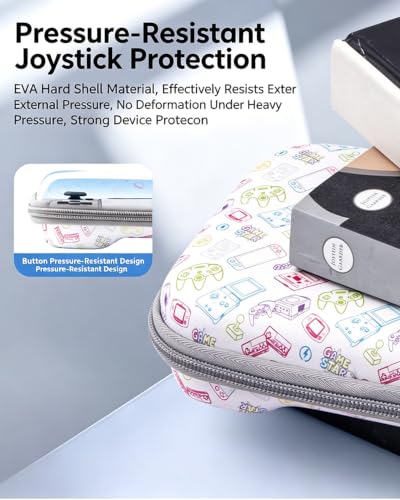 EsteaCovo Carrying Case & Soft Console Cover for Switch 2, Accessory with Thumb Grip Caps | Split Design, EVA Hard Shell & Waterproof Protective , Dockable Protective Full-Body Bundle/Kit for Joy-con - color: White