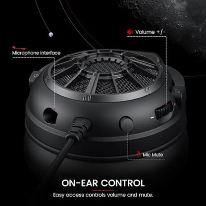 EKSA Gaming Headset with Microphone for PS5 PS4 PC Switch, Over-Ear Headphones with Detachable Noise Cancelling Mic, 50 mm Drivers,3D Stereo Surround Sound, Wired Gaming Headphones-Gift