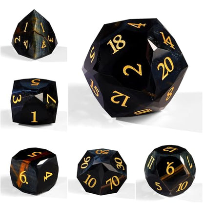 Unique Gemstone Dice Set 7PCS, Handmade Natural Stone Polyhedral DND Dice with Premium Gift Case for Board Game Lovers Birthday Gift - color: Zs-lh