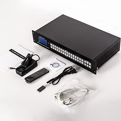 MT-VIKI Upgraded 4K HDMI Matrix Switch 16x16 w/Web GUI,Built-in US ADI Chip | 4K@30Hz 2U Rack Mount Matrix Switcher & Splitter, EDID, RS232, LAN Port, Remote - size: 16X16 w/ WEB