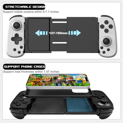 arVin Mobile Game Controller for iPhone/iPad/Android/Samsung/Tablet/PC/Switch/PS3/PS4, Wireless Gamepad Joystick with Turbo/6-axis Gyro/Vibration, Play Xbox Cloud Gaming/PS Remote Play/Steam Link - color: White, size: Standard Version(D6)