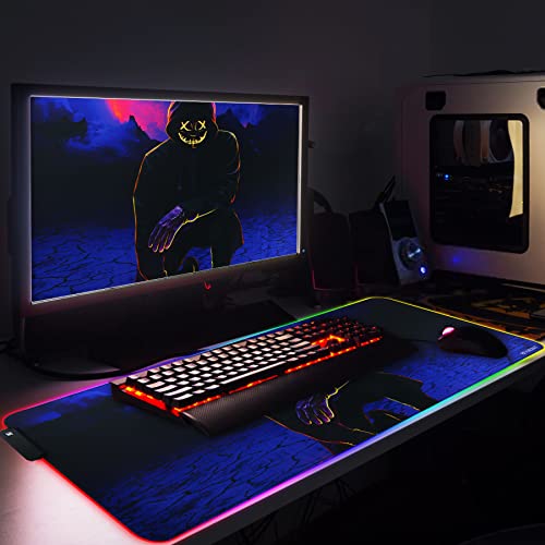 RGB Gaming Mouse pad LED Mouse mat Animated Mousepad Large Mice Pads with Waterproof Surface and Anti-Slip Base -10 Colors Modes with XL size-31.5x11.8x0.16 inches (8030 Dancer)