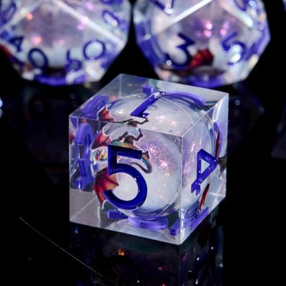 Dragon Pattern Polyhedral Dice Set, 7-Piece Clear Resin with Blue Numbers, D20 D12 D10 D8 D6 D4 D%, Fantasy Theme for Dungeons D and D RPGs, MTG, Pathfinder and Board Games - color: Resin Dragon-deep Blue