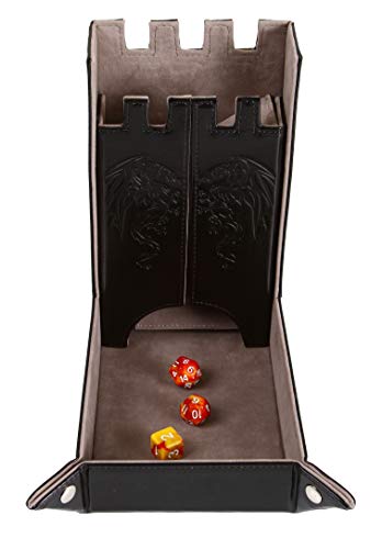 Forged Dice Co. Draco Castle Foldable Dice Tray and Dice Tower - Foldable DND Dice Tray and Dice Rolling Tray Tower - Perfect for Dungeons and Dragons RPG and Tabletop Gaming - color: Gray