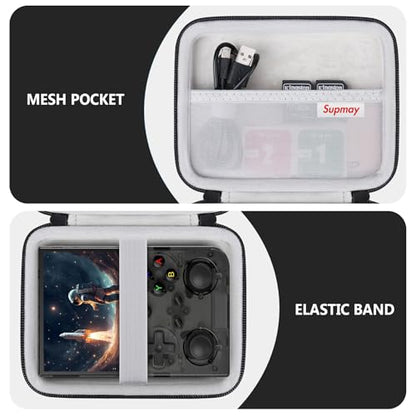 Supmay Hard Carrying Case for G350/RG35XX Pro/RG40XXV/RG405V/RG406V Retro Handheld Game Console, Retro Game Travel Storage Holder with Mesh Bag for SD Card, USB Charging Cable, User Manual, Black - color: Black