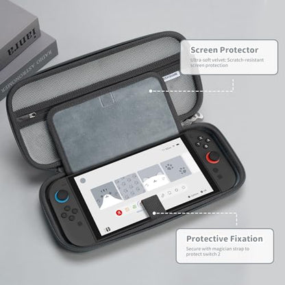 GeekShare Carrying Case Compatible with Switch 2 (2025) 7.9 Inch, Hard-Shell Slim Travel Case with 12 Game Card Slots for Switch 2 Console and Accessories, Gray Cat Ear - color: Grey