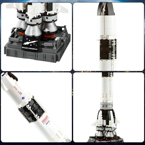 APENGBAOL Saturn V Space Rocket and Vehicles Building Blocks Set,613 Precision Space Shuttle Building Block Toys for Kids .Gifts for Adults - style: space rocket