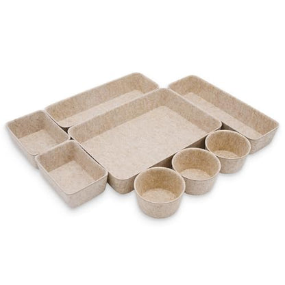 Welaxy Office Desk Drawer Organizer Tray hygge aesthetics 8 pc bin Oatmeal - color: Oatmeal