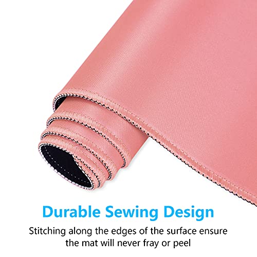 Dapesuom Large Gaming Mouse Pad, Extended Mouse Mat with Stitched Edges, Full Size Keyboard Pad with Non-Slip Base, Big XXL Computer Desk Mats for Gamer, Laptop, Office, 31.5 x 15.7in, Rose Pink - color: Rose Pink, size: 31.5L x 15.7W inches