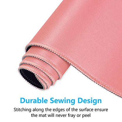 Dapesuom Large Mouse Pad, Extended Gaming Mouse Mat with Stitched Edges, Full Size Desk Mats with Non-Slip Base, Computer Big Desktop Keyboard Pad for Gamer, Laptop, Office, 23.6 x 11.8 in, Rose Pink - color: Rose Pink, size: 23.6L x 11.8W inches