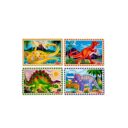 Melissa & Doug 4‑in‑1 Wooden Dinosaur Jigsaw Puzzle Set, 48 Pieces with Storage Box, Toddler Puzzle Toy for Kids Ages 3+ - FSC Certified - style: Dinosaurs