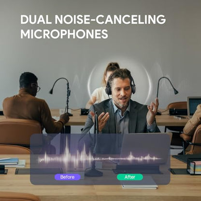 Yealink UH37 USB Headset with Mic,Wired Headset with Noise Cancelling Microphone for Computer PC Laptop VoIP Phone,USB-C/A Cable,Works with Zoom and Other Leading UC Platforms - color: Black,Stereo, style: UC Optimized