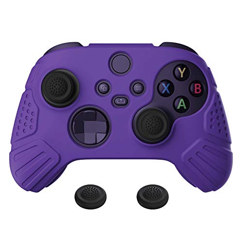 eXtremeRate PlayVital Guardian Edition Purple Ergonomic Soft Anti-slip Controller Silicone Case Cover for Xbox Series X/S, Rubber Protector Skins with Joystick Caps for Xbox Core Wireless Controller - color: Purple