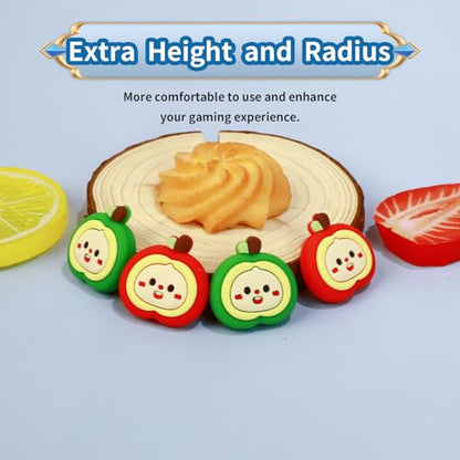 PERFECTSIGHT Cute Apple Switch 2 Joycon Thumb Grips Caps, 4 PCS Switch2 Kawaii 3D Silicone Analog Thumbstick Button Cover for NS Switch 2 Joystick Caps - color: Red+Green Apple