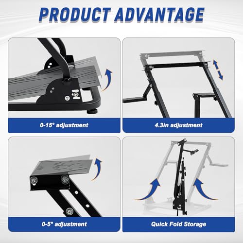 Mokapit Racing Wheel Stand Fit for Logitech/Thrustmaster/PXN G25 G27 G29 G920 T300RS T500RS Foldable Adjustable Steering Wheel Stand without Steering Wheel Pedal Handbrake