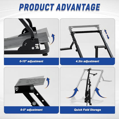 Mokapit Racing Wheel Stand Fit for Logitech/Thrustmaster/PXN G25 G27 G29 G920 T300RS T500RS Foldable Adjustable Steering Wheel Stand without Steering Wheel Pedal Handbrake