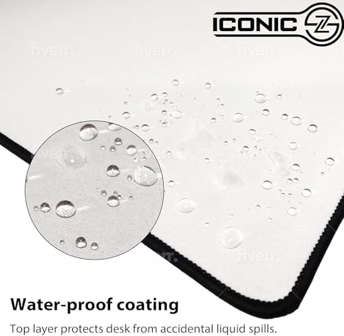 XL Extended Gaming Mouse Pad/Mat 34"x14"(White) - Large & Wide Desk Cloth Mousepad - Stitched/Water Proof/Non Slip Base - color: White, size: XL 34"x14"
