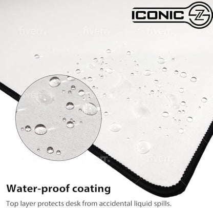 XL Extended Gaming Mouse Pad/Mat 34"x14"(White) - Large & Wide Desk Cloth Mousepad - Stitched/Water Proof/Non Slip Base - color: White, size: XL 34"x14"