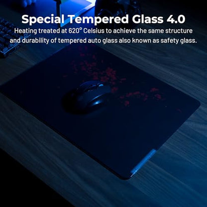 XVX Black Plum Blossoms Glass Mousepad 4.0, Hard Mouse Pad for Gaming,Ultra-Smooth Micro-Etched Surface Mouse Mat with Non-Slip Rubber Base(410mm*310mm) - color: Black(Plum Blossoms)
