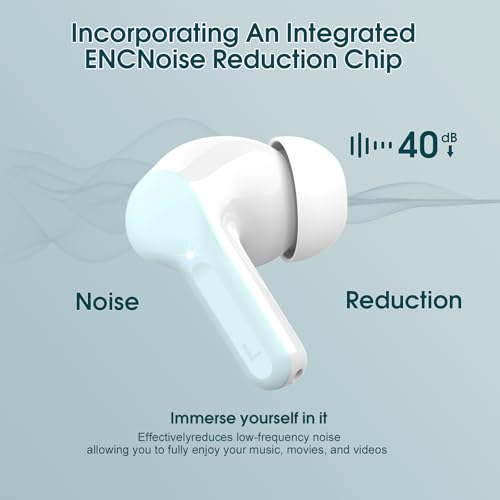 Wireless Earbuds, Bluetooth 5.4 Headphones HiFi Stereo, Bluetooth Earbuds with ENC Noise Cancelling Mic, IP7 Waterproof in Ear Earphones, 48H, LED Display Ear buds for Pad Workout Sports, Azure - color: Azure