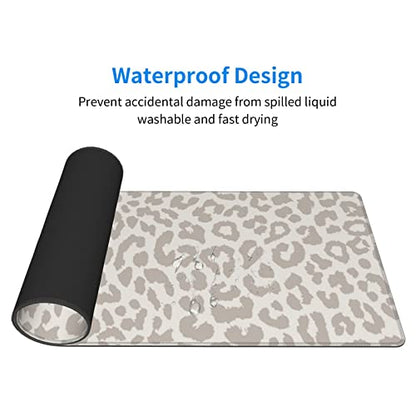 Leopard Print Gaming Mouse Pad Large Cheetah Desk Mat, 31.5x11.8in, XL | Extended Big Mousepad, Waterproof Smooth Surface, Non-Slip Rubber Base, Stitched Edges, For Keyboard Mouse, For Home Office - color: Grey Leopard Print