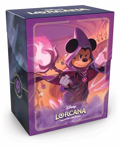 Ravensburger Disney Lorcana TCG Deck Box Featuring Mickey Mouse - Wayward Sorcerer | Securely Store 80 Sleeved Cards | Durable Portable Organizer for TCG Players | for Ages 8+