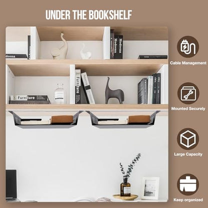 2 Pack Under Desk Shelf - Under Desk Storage Shelf Metals,Under Desk Organizer - Black Under Shelf Storage for Office Tables & Workstations（11 Inch） - size: 11 inch 2 Pack