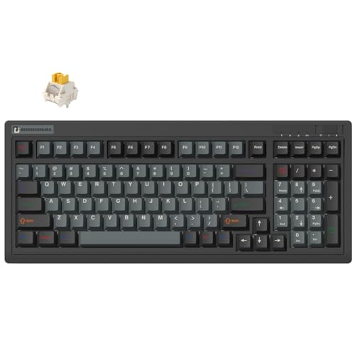 FL·ESPORTS OG98 Tri-Mode Retro Mechanical Keyboard, 96% Gasket Mount Hot Swappable Gaming Keyboard, PBT Keycaps, 4000mAh for Mac/PC - Pre-lubed Creamy Linear Switches | Black - color: 98 Keys-Black, size: Creamy Linear Switch