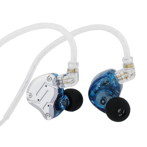 Linsoul KZ ZS10 Pro, 4BA+1DD 5 Driver in Ear Monitor, HiFi Wired Earbuds, Gaming Earbuds, Hybrid IEM Earphones with Stainless Steel Faceplate, Detachable Cable for Musician (Without Mic, Blue) - color: Blue, style: Without Mic