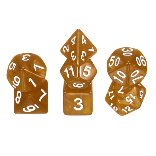 uxcell Polyhedral Dice Set, 7 Pcs Acrylic Dice for Role Playing Table Games Tabletop Gaming Accessories, Pearl Pattern Neon Yellow - color: Pearl Pattern Neon Yellow